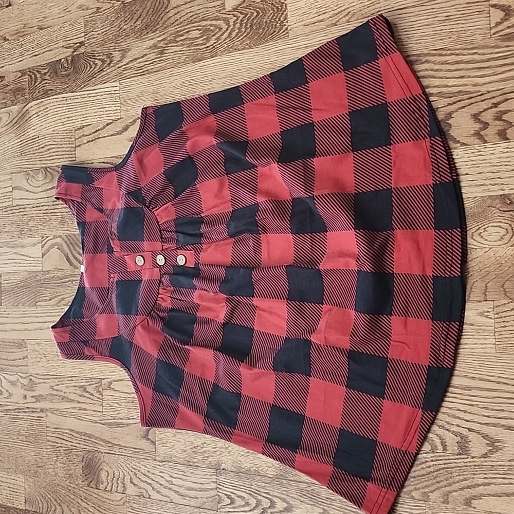 (M) Buffalo Plaid Print Tank Top Lumberjack Cabin Vibes Outdoor Casual